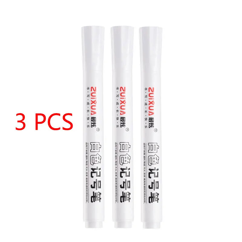 White Marker Pens set Oily Waterproof White Gel Pen DIY Graffiti Sketching Marker Stationery Writing School Supplies brush