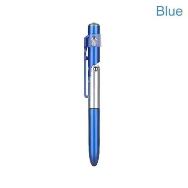 4 In 1 Multifunction Ballpoint Pen with LED Light Fold Phone Holder Night Read Writing Pencil Office School Student Stationery