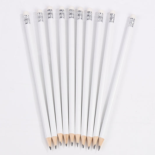 Primary School Stationery Set White Round Rod With Eraser Pencil