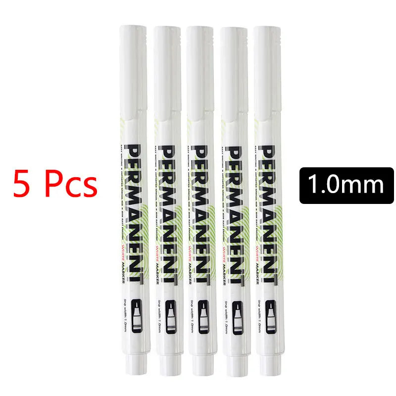 White Marker Pens set Oily Waterproof White Gel Pen DIY Graffiti Sketching Marker Stationery Writing School Supplies brush