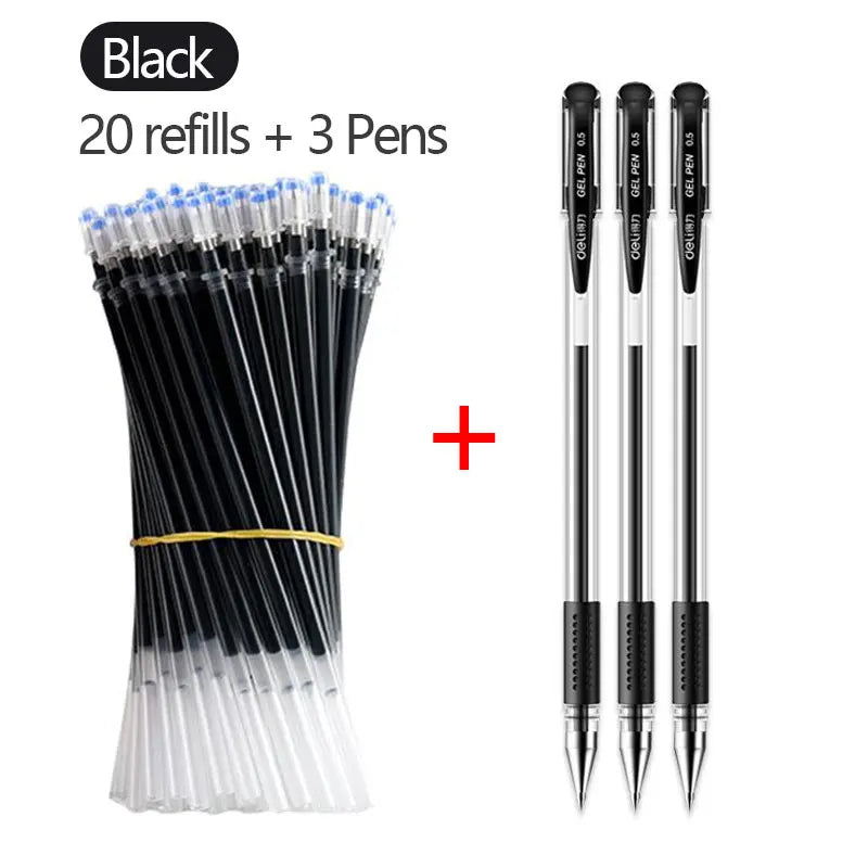 Clearance_Gel Pen Set Black Blue Ballpoint 0.5 mm Refills Cute School & office writing pens supplies Kawaii Korean Stationery_Co