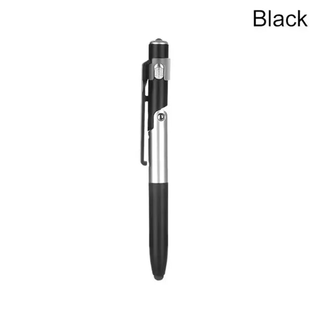 4 In 1 Multifunction Ballpoint Pen with LED Light Fold Phone Holder Night Read Writing Pencil Office School Student Stationery