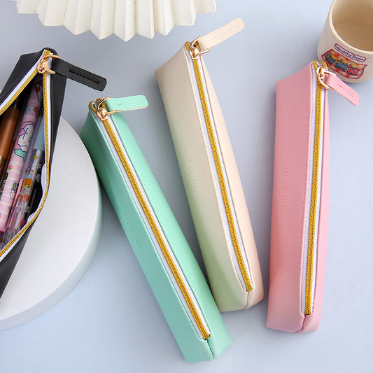 PU Leather Large Capacity Pencil Case Primary And Secondary School Students' Stationery Storage Ideas Multifunctional Pencil Case Bread Simple Pencil Case Pencil Case