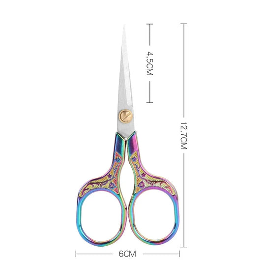 Kawaii Titanium Color Scissors Vintage Stainless Carved Cutting and Sewing,Thread Scissors, Sewing Tools,Cute Stationery