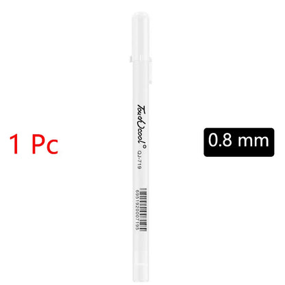 White Marker Pens set Oily Waterproof White Gel Pen DIY Graffiti Sketching Marker Stationery Writing School Supplies brush