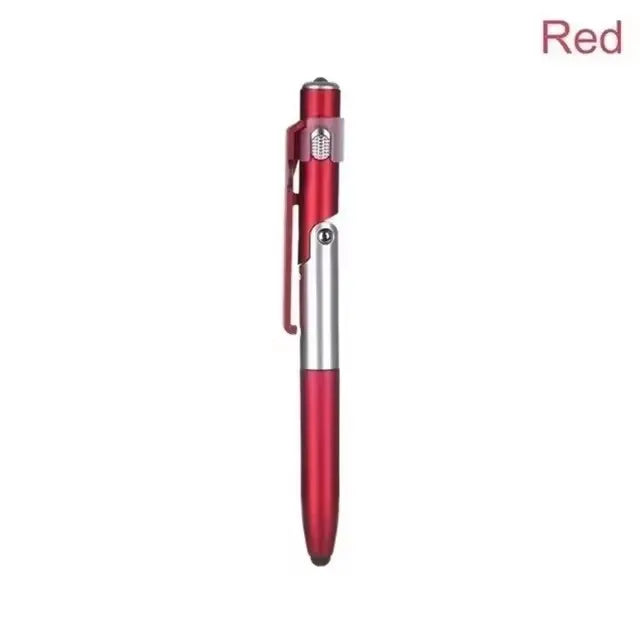 4 In 1 Multifunction Ballpoint Pen with LED Light Fold Phone Holder Night Read Writing Pencil Office School Student Stationery