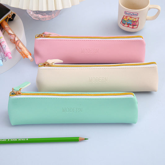 PU Leather Large Capacity Pencil Case Primary And Secondary School Students' Stationery Storage Ideas Multifunctional Pencil Case Bread Simple Pencil Case Pencil Case